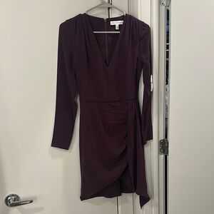 Dress the Population Red Asymmetrical Ruched Wrap Dress